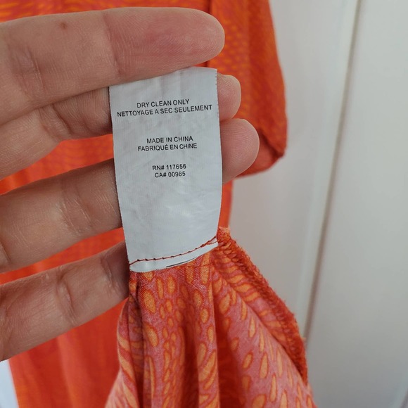 Thakoon Addition Women's 4 Racer Back Orange Print Rayon Spaghetti Strap Dress - Picture 10 of 13